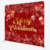 Lofaris Red Snowflake Balls Fabric Tension Christmas Backdrop